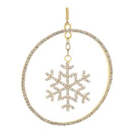 BreeBe - Jeweled Metal Hanging Snowflake Ornament (Set of 12) - Gold, Gray