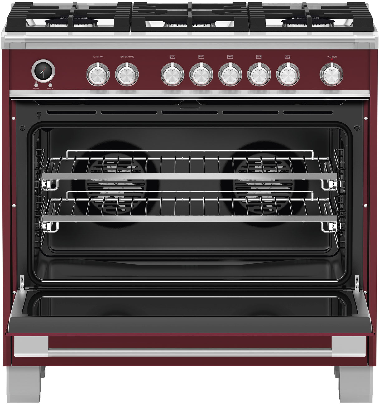 Fisher & Paykel - 4.9 Cu. Ft. Self-Cleaning 5 Burner Dual Fuel Range - Red