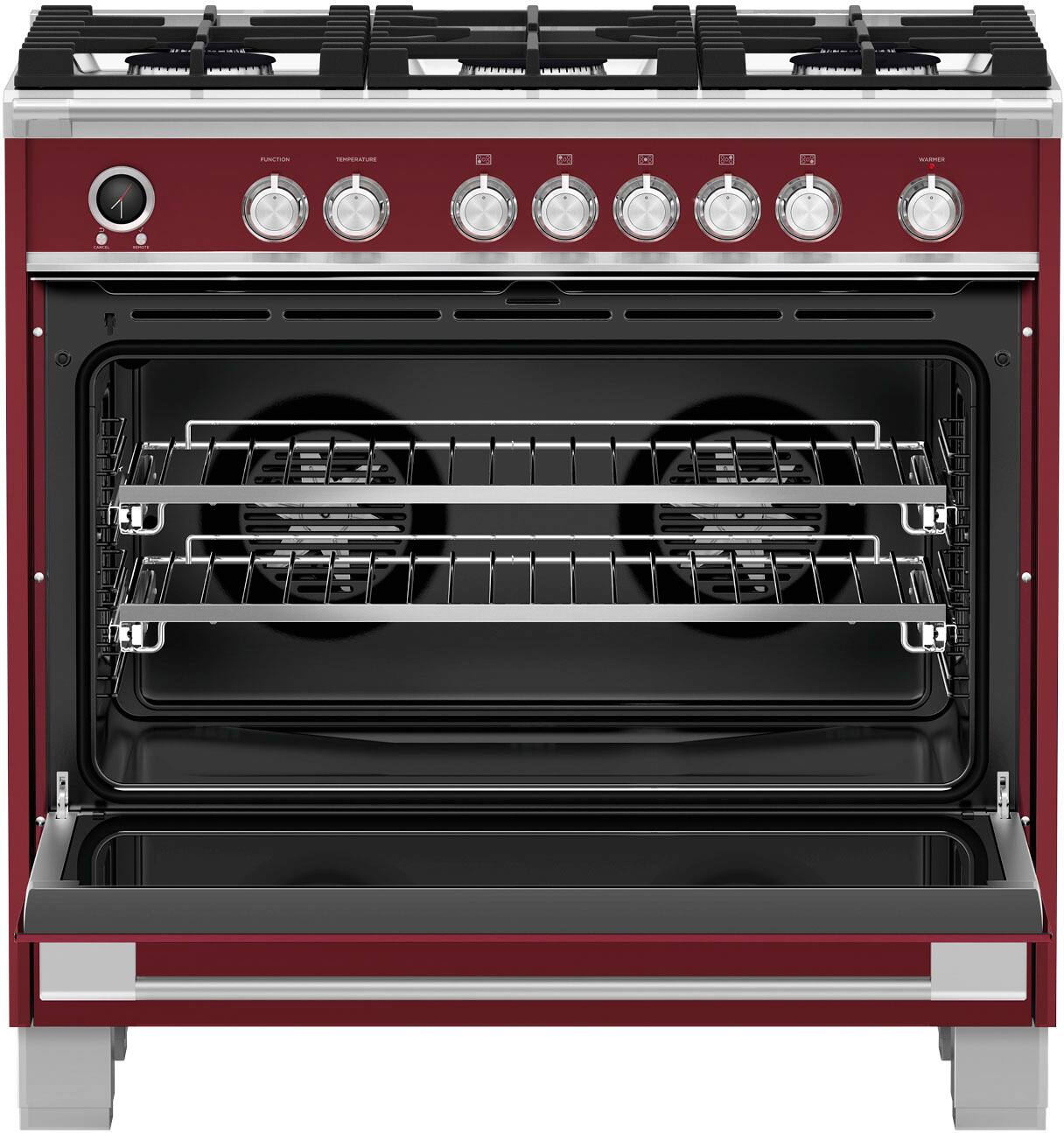 Alt View 11. Fisher & Paykel - 4.9 Cu. Ft. Self-Cleaning 5 Burner Dual Fuel Range - Red.
