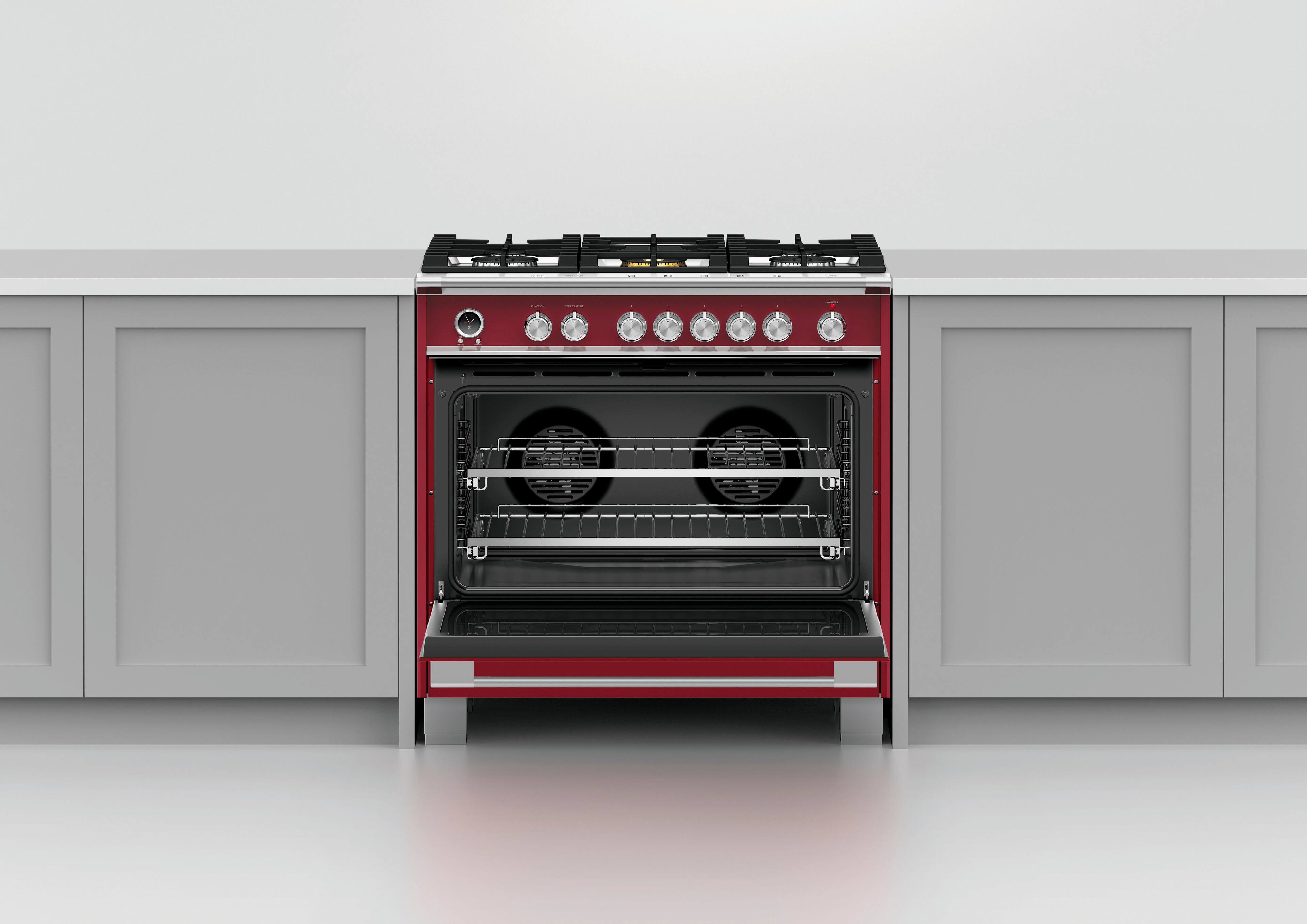 Alt View 14. Fisher & Paykel - 4.9 Cu. Ft. Self-Cleaning 5 Burner Dual Fuel Range - Red.