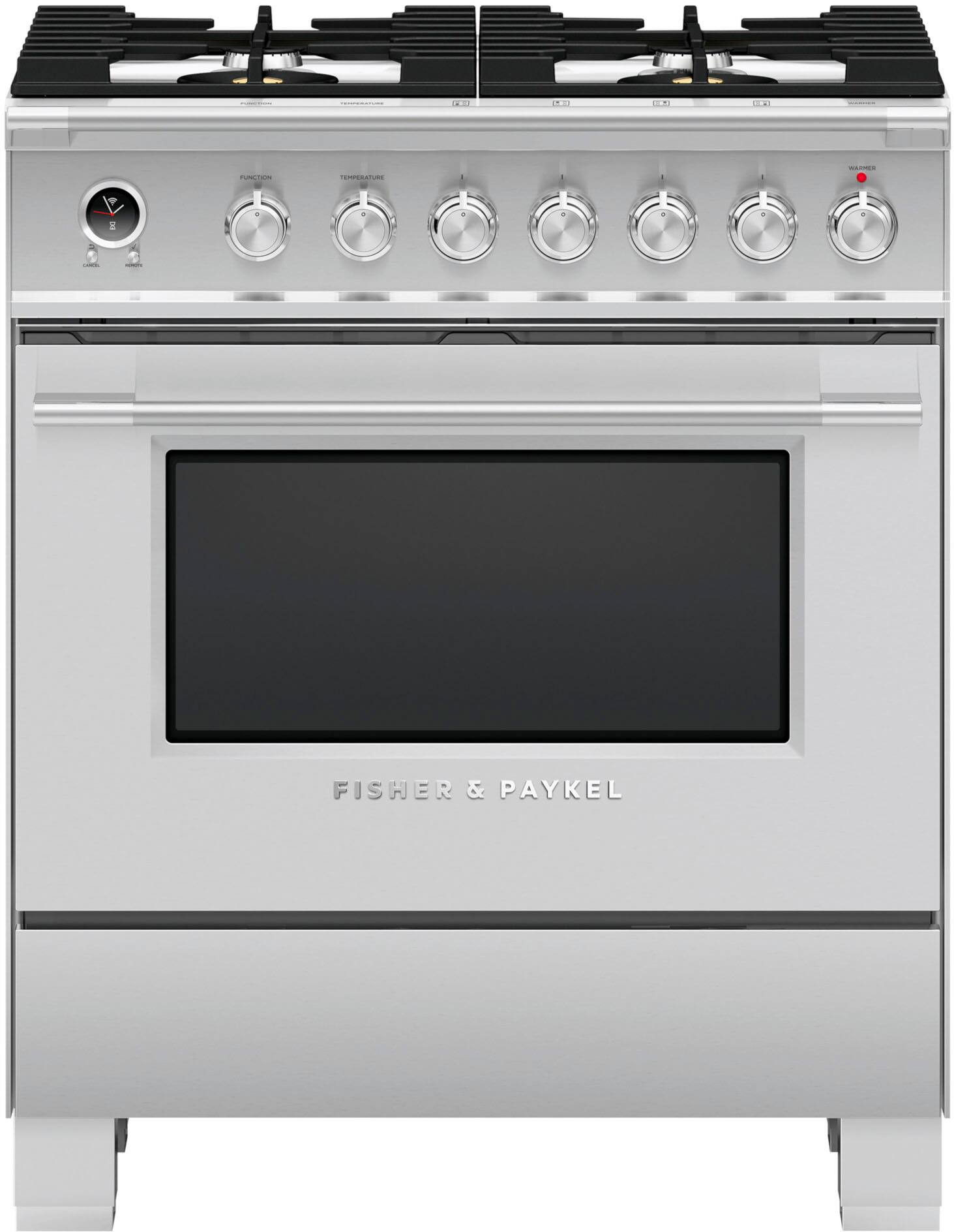 Front. Fisher & Paykel - 3.5 Cu. Ft. Self-Cleaning 4 Burner Range Dual Fuel Range - Stainless Steel.