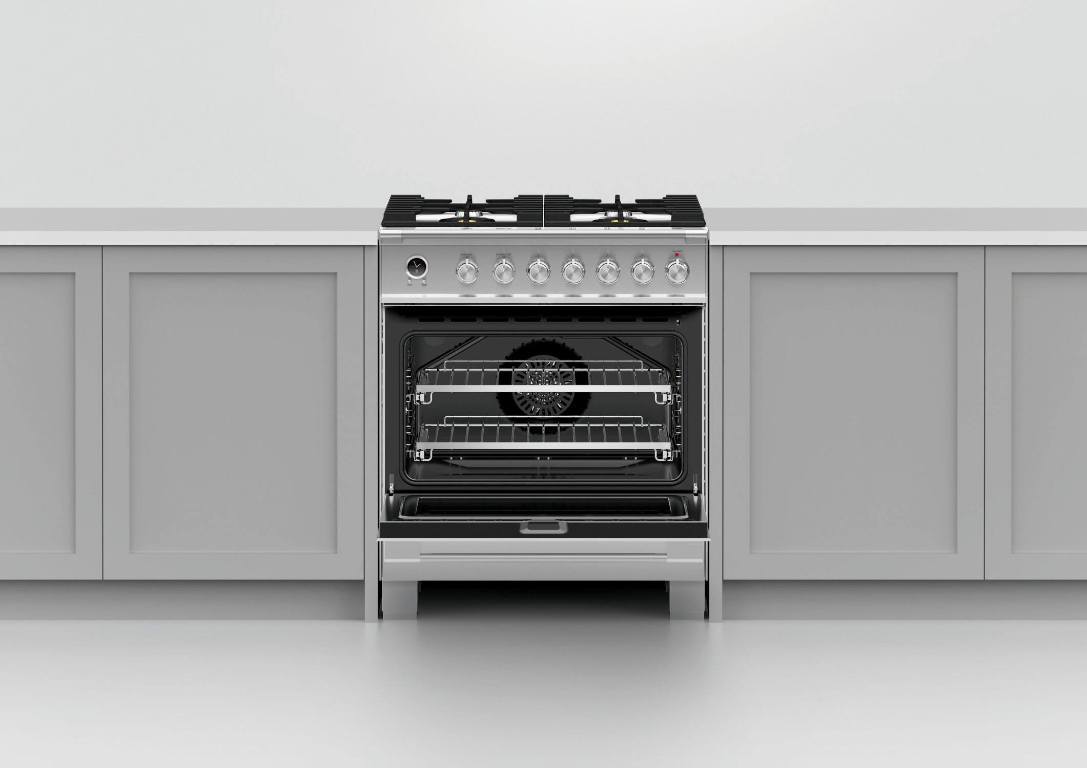 Alt View 13. Fisher & Paykel - 3.5 Cu. Ft. Self-Cleaning 4 Burner Range Dual Fuel Range - Stainless Steel.