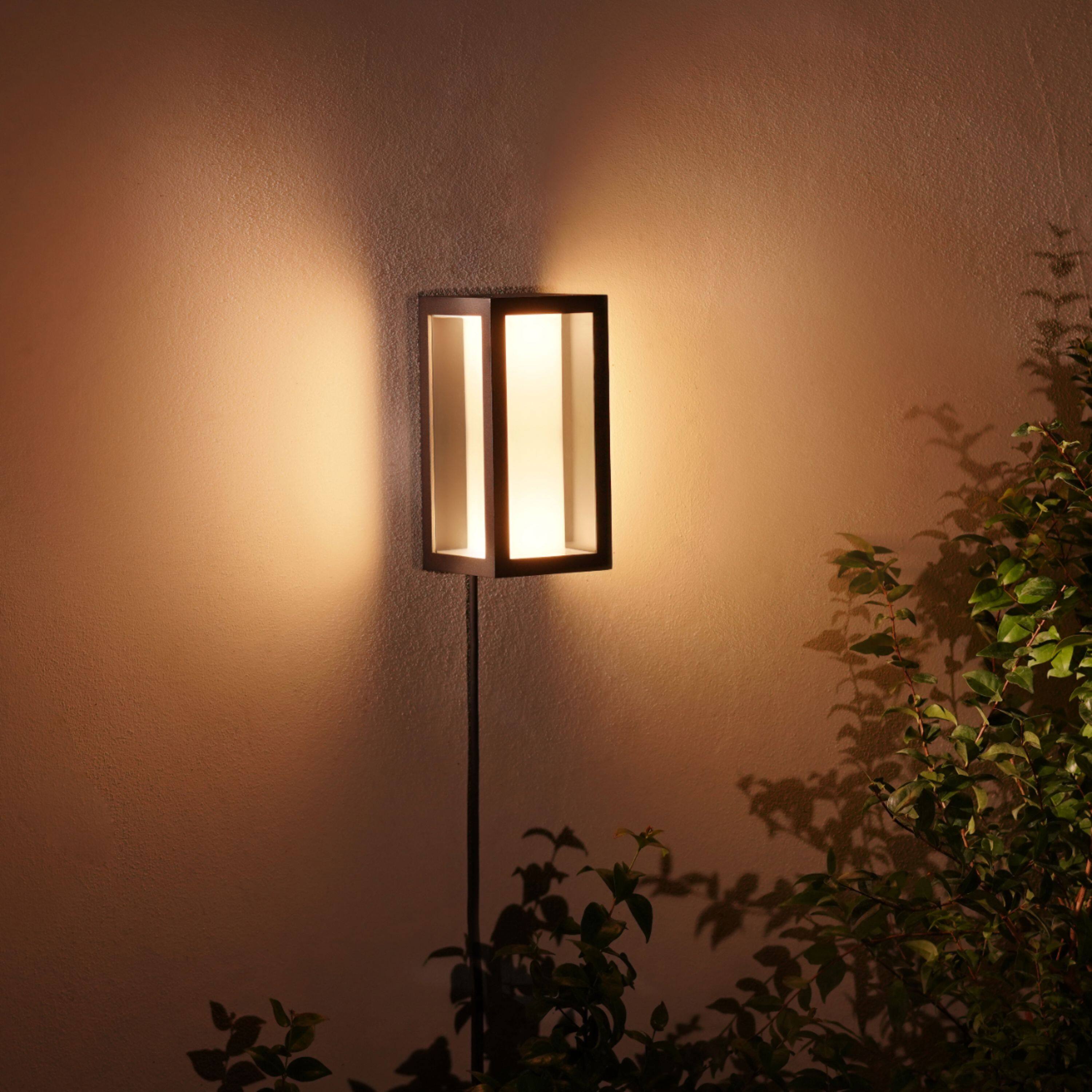Left View: Geek Squad Certified Refurbished Philips Hue Impress Outdoor Wall light - Black