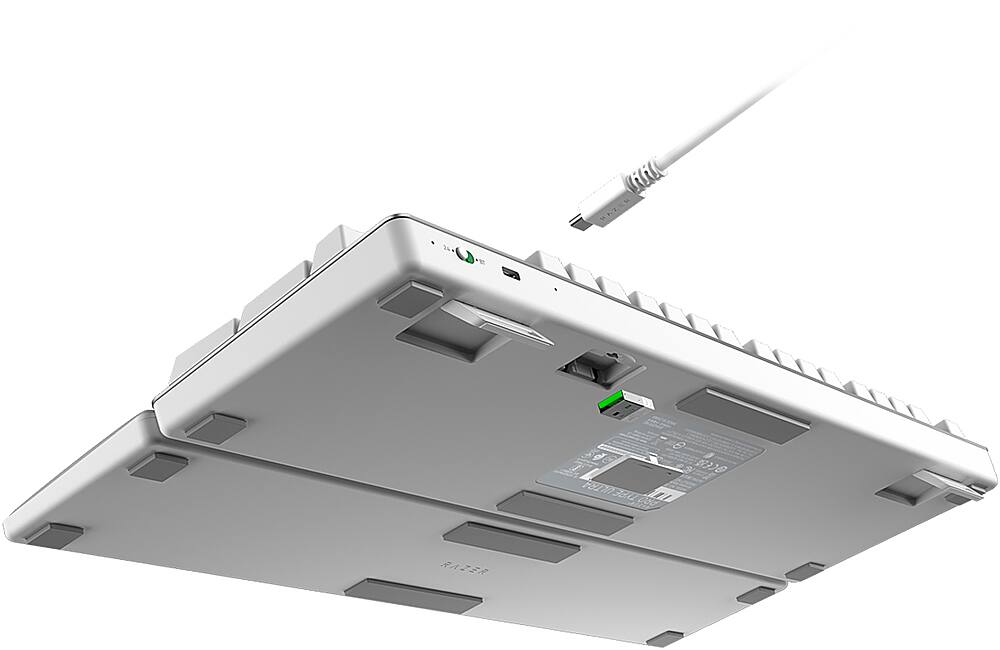 Alt View 12. Razer - Pro Type Ultra Full Sized Wireless Mechanical Silent Linear Switch Keyboard with Plush Wrist Rest - Mercury.