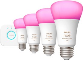 Philips - Geek Squad Certified Refurbished Hue White and Color Ambiance A19 Bluetooth 75W Smart LED Starter Kit - Front_Zoom