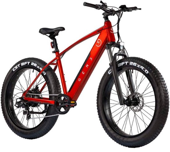 GEN3 – The OutCross Fat Tire eBike w/ 35 mi Max Operating Range and 20 MPH Max Speed – Red