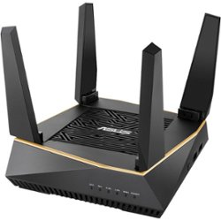 ASUS - RT-AX92U AX6100 Dual-Band WiFi 6 Wireless Router with Life time internet Security - Black - Front_Zoom