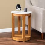 SEI Furniture - Chandlen Round End Table - Tan/White