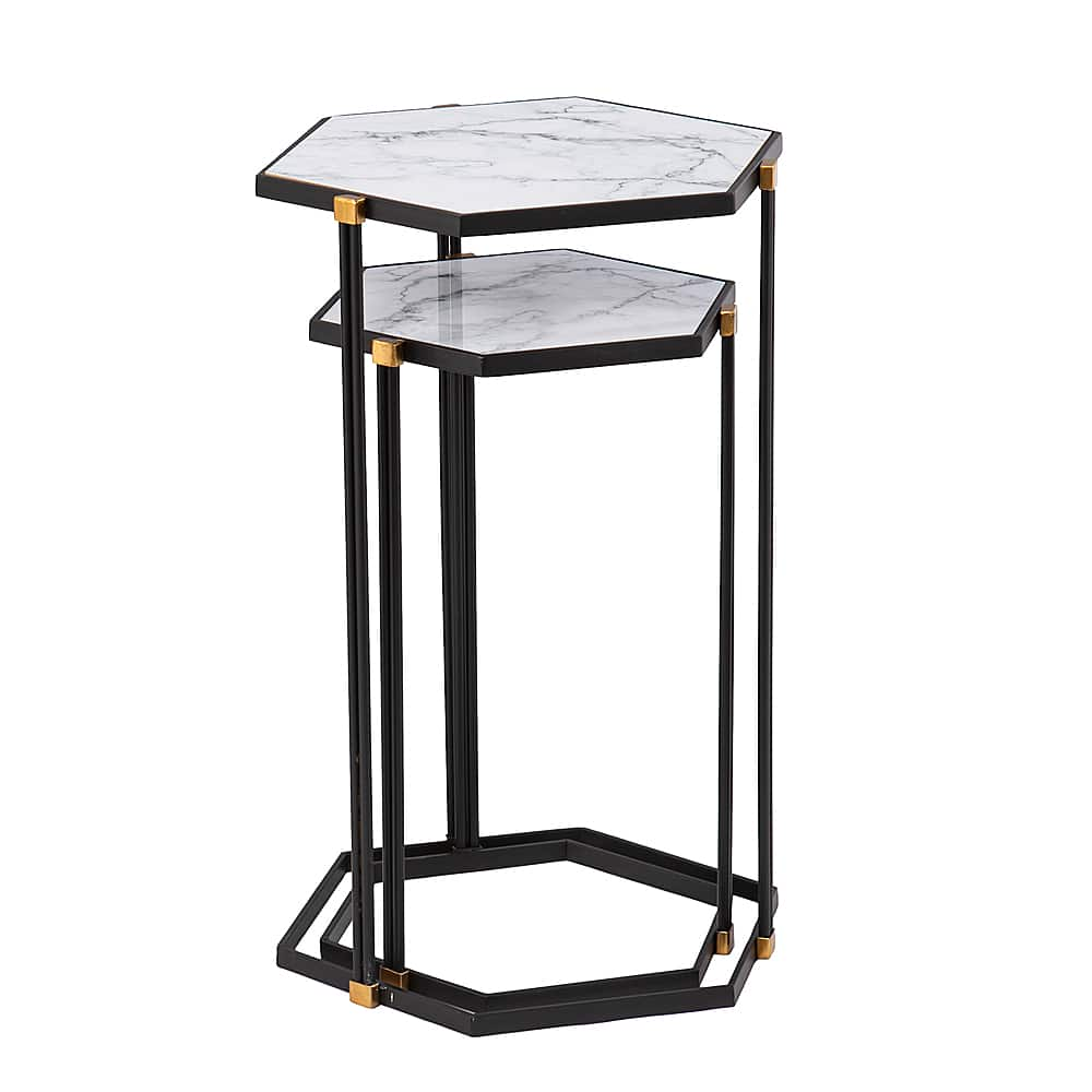 Angle View: Southern Enterprises - Kerrisdale Faux Marble Nesting Table (set of 2)