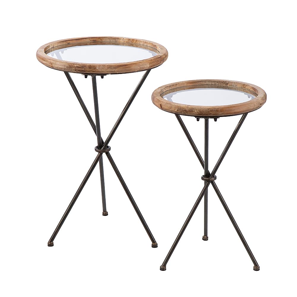 Angle View: Southern Enterprises - Crellon Glass-Top Accent Table (set of 2)