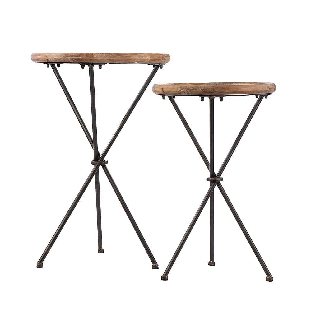 Left View: Southern Enterprises - Crellon Glass-Top Accent Table (set of 2)