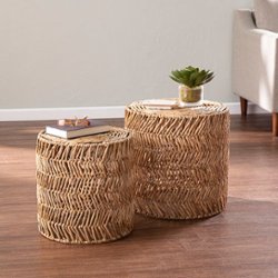 SEI Furniture - Davari Water Hyacinth Nesting Table (set of 2) - Tan - Front_Zoom