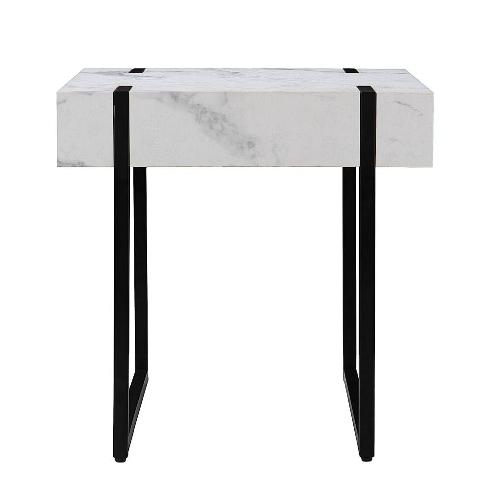 Left View: SEI Furniture - Rangley Modern Faux Marble End Table