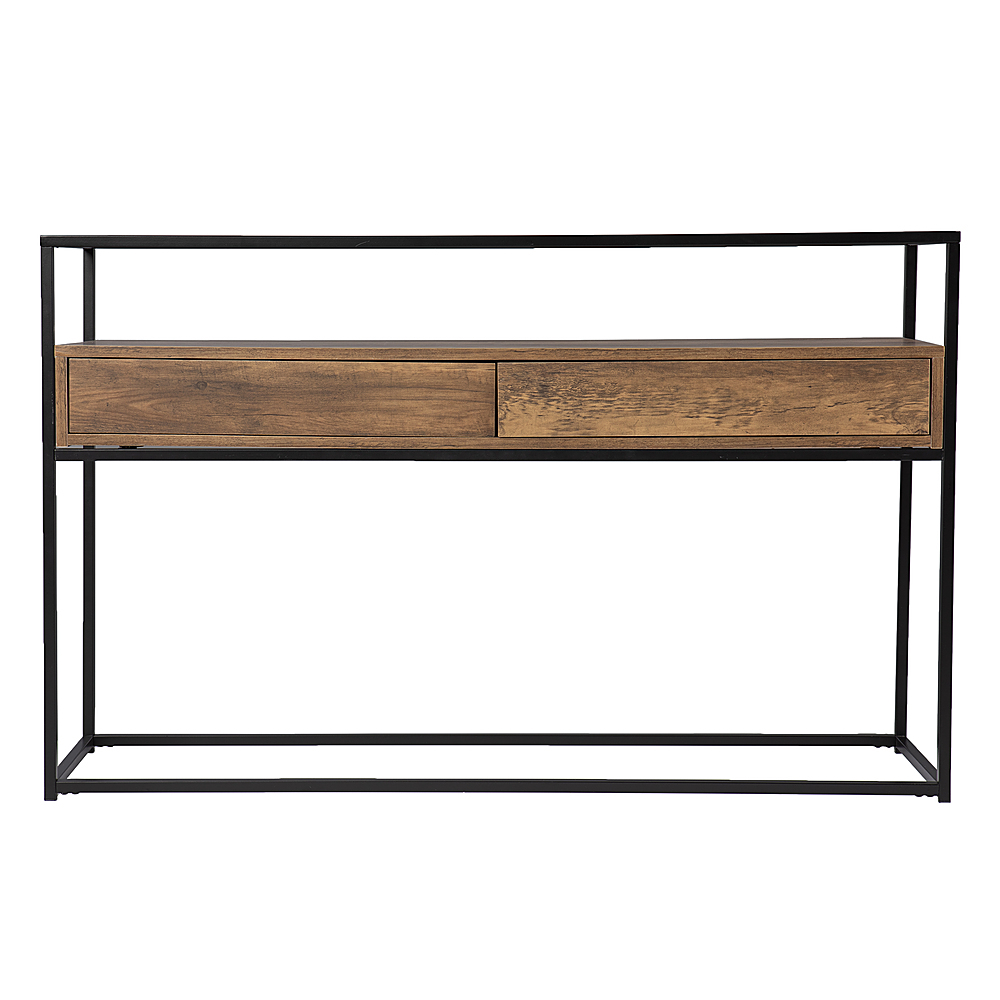 Left View: SEI Furniture - Olivern Glass Top Console Table