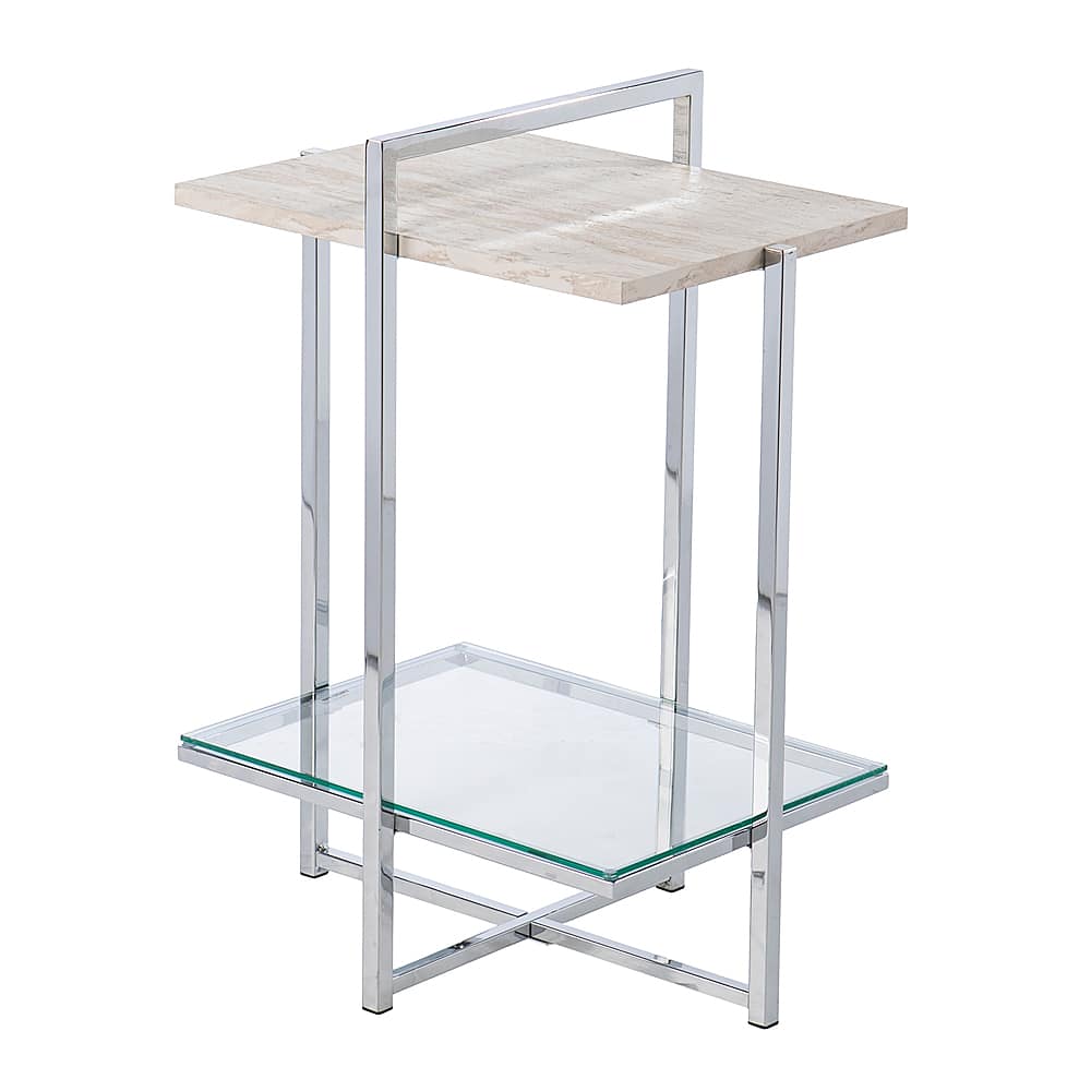 Angle View: Southern Enterprises - Libston Faux Marble Side Table