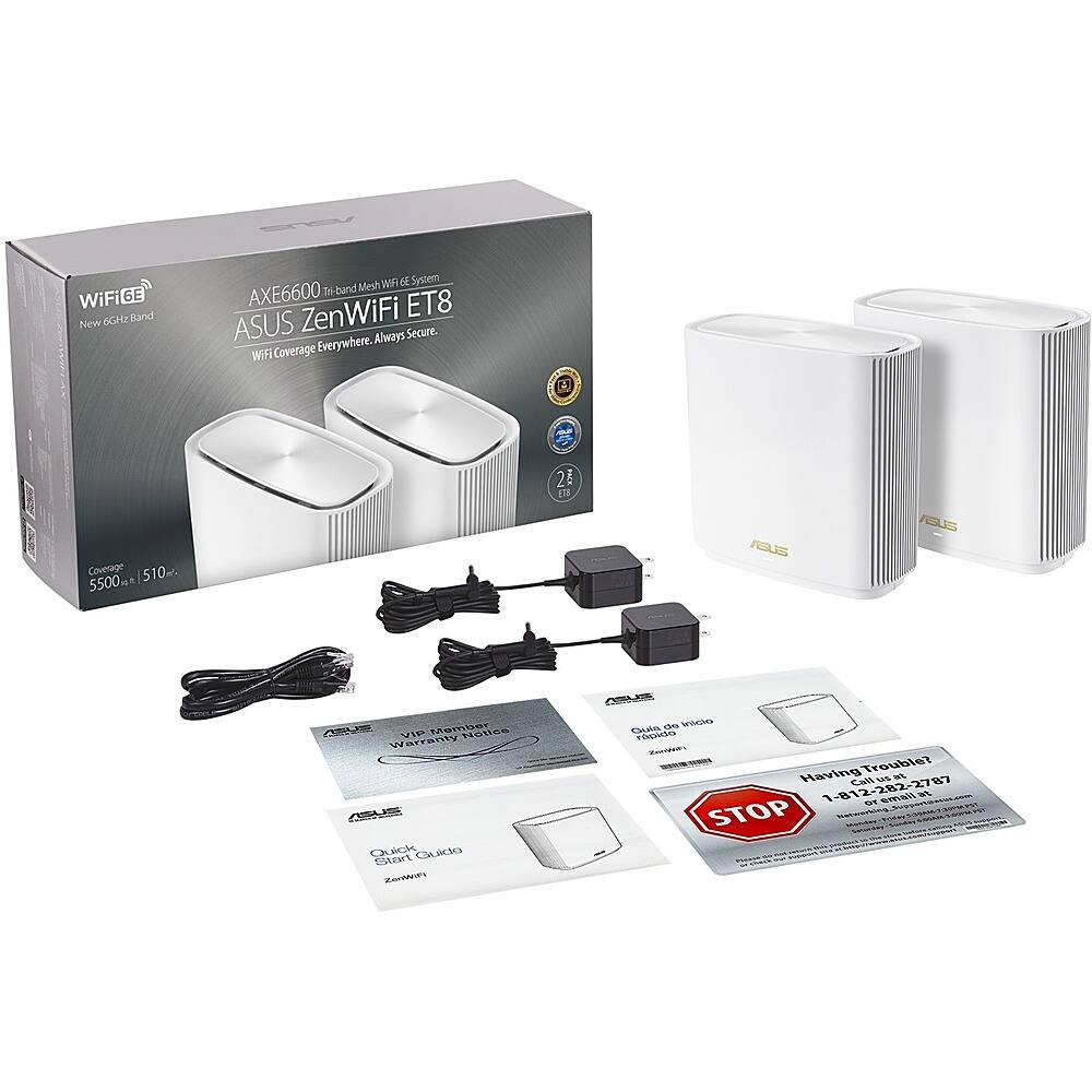 Alt View 22. ASUS - ZenWiFi ET8 Wireless-AX Wi-Fi Router - White.