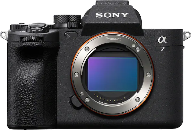 Front. Sony - Alpha 7 IV Full-frame Mirrorless Interchangeable Lens Camera - (Body Only) - Black.