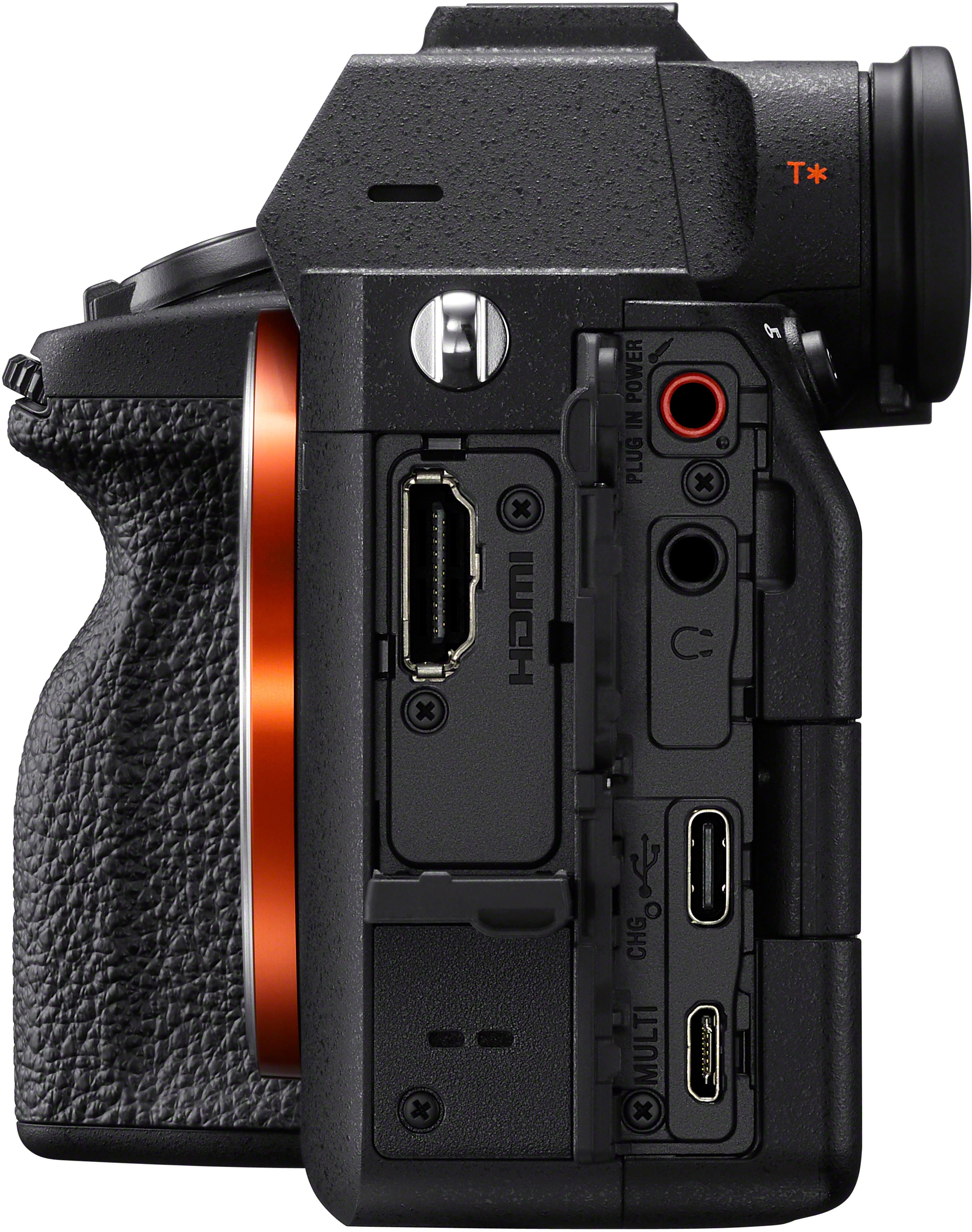 Left. Sony - Alpha 7 IV Full-frame Mirrorless Interchangeable Lens Camera - (Body Only) - Black.