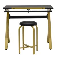Studio Designs - Stellar Drawing Table and Padded Stool - Gold - Front_Zoom