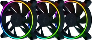 Razer - Kunai Chroma RGB 120MM LED PWM Performance Fans - 3 Fans - Black - Front_Zoom