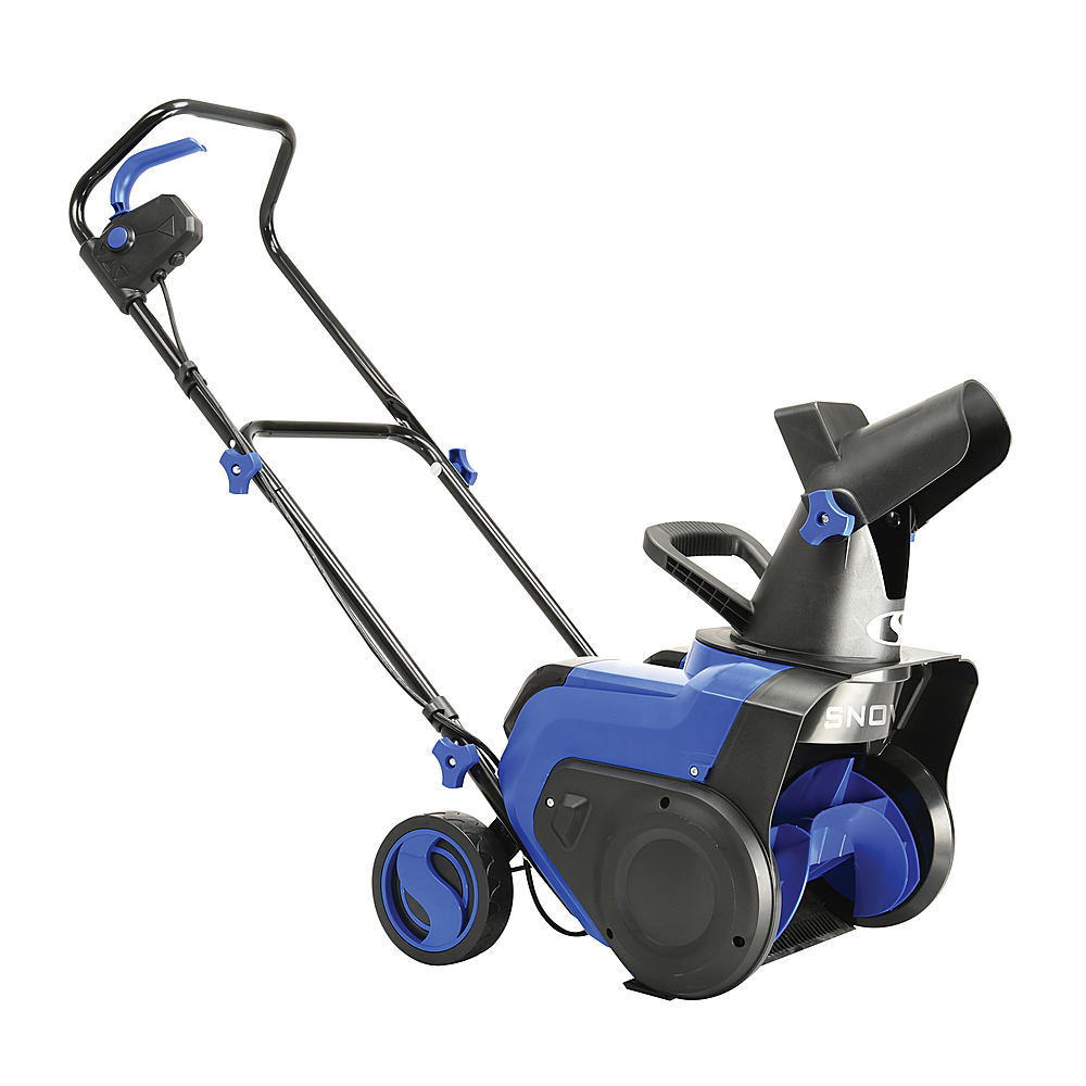 Left View: Snow Joe - 48-Volt iON+ 15-Inch Single Stage Cordless Snow Blower (2 x 4Ah Batteries and 1 x Charger) - Blue