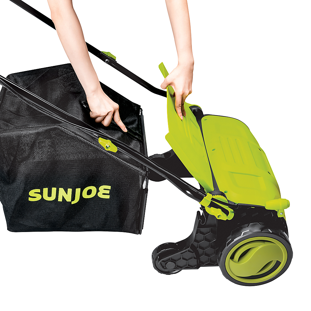 Back View: Sun Joe Electric 15" Walk-Behind Push Lawn Dethatcher - Scarifier with Collection Bag, 13-Amp