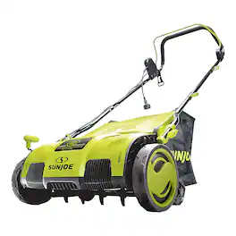 Sun Joe - AJ805E Electric Lawn Dethatcher w/ Collection Bag | 15 inch | 13 Amp | Scarifier - Green