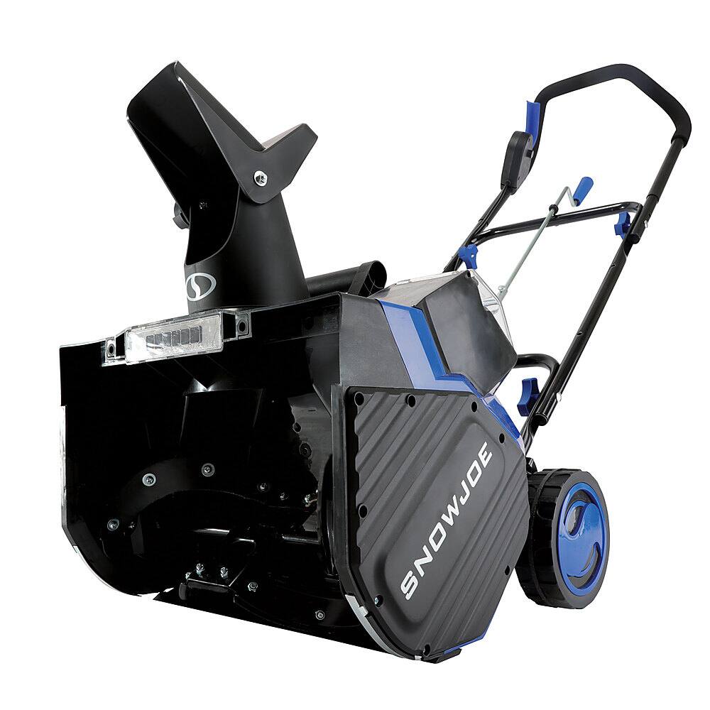 Left. Snow Joe - Snow Joe 24V-X2-SB18 48-Volt iON+ Cordless Snow Blower Kit | 18-Inch | W/ 2 x 4.0-Ah Batteries and Charger - Blue.