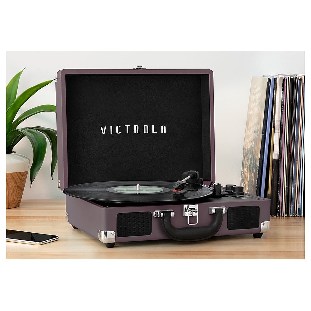 Alt View 11. Victrola - Journey Bluetooth Suitcase Record Player with 3-speed Turntable - Magenta.