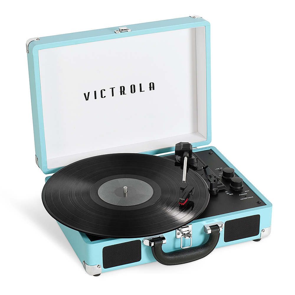 Angle View: Victrola - Journey+ Bluetooth Suitcase Record Player - Turquoise