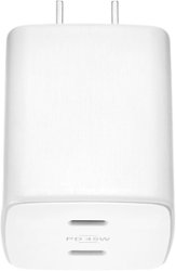 Insignia™ - 45 W 2-Port USB-C Wall Charger for Apple/Android - White - Front_Zoom