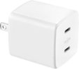 Insignia™ - 45W Dual USB-C Port Wall Charger for Samsung Smartphones, iPhone, Tablets, Chromebook and More - White