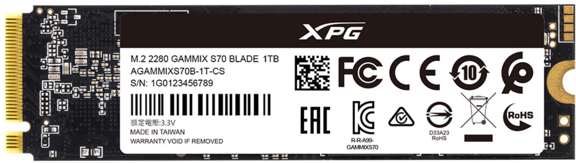 ADATA XPG GAMMIX S70 Blade 1TB Internal SSD PCIe Gen 4 x4 with 
