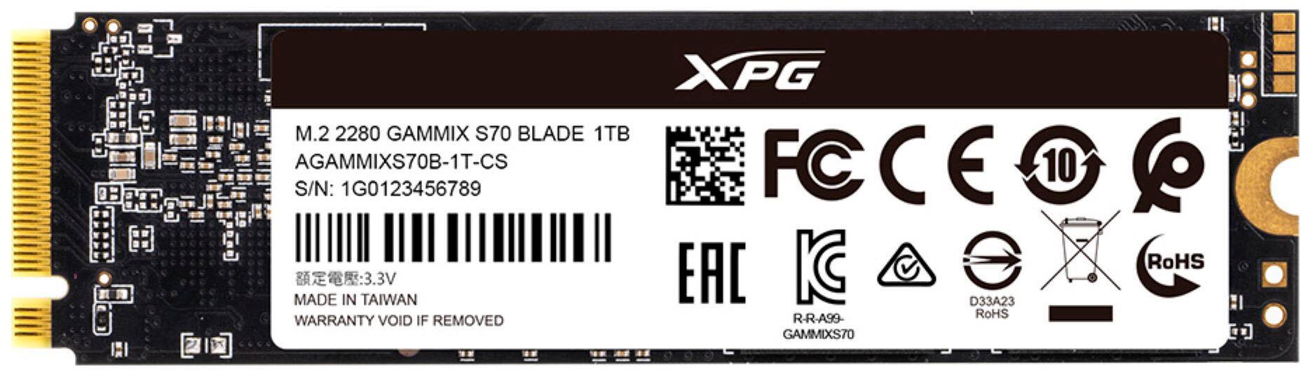 ADATA XPG GAMMIX S70 Blade 1TB Internal SSD PCIe Gen 4 x4 with