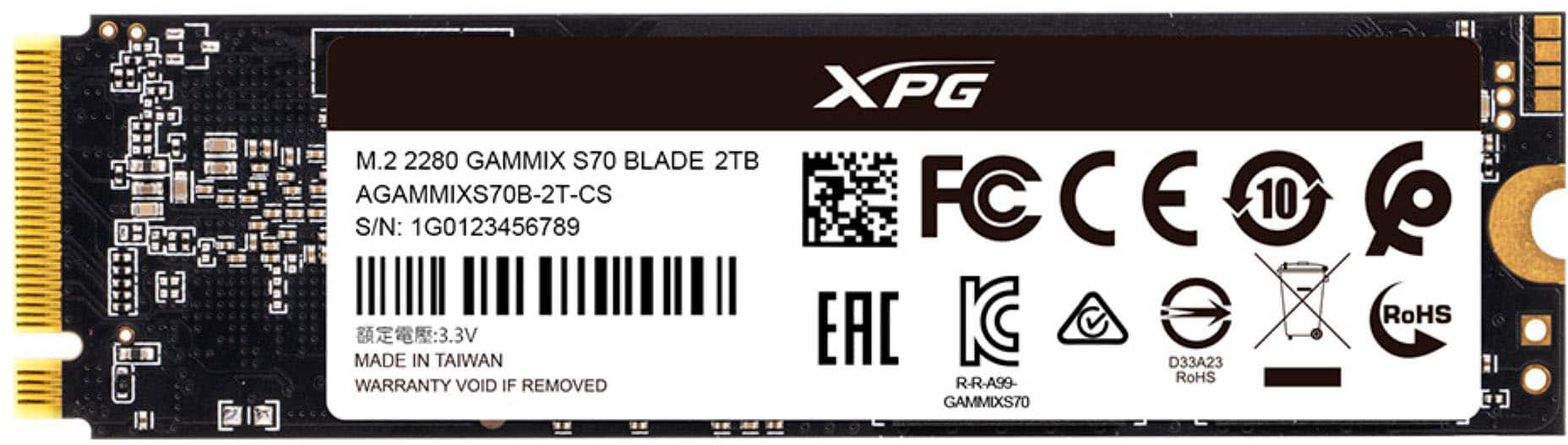 ADATA XPG GAMMIX S70 Blade 2TB Internal SSD PCIe Gen 4 x4 with