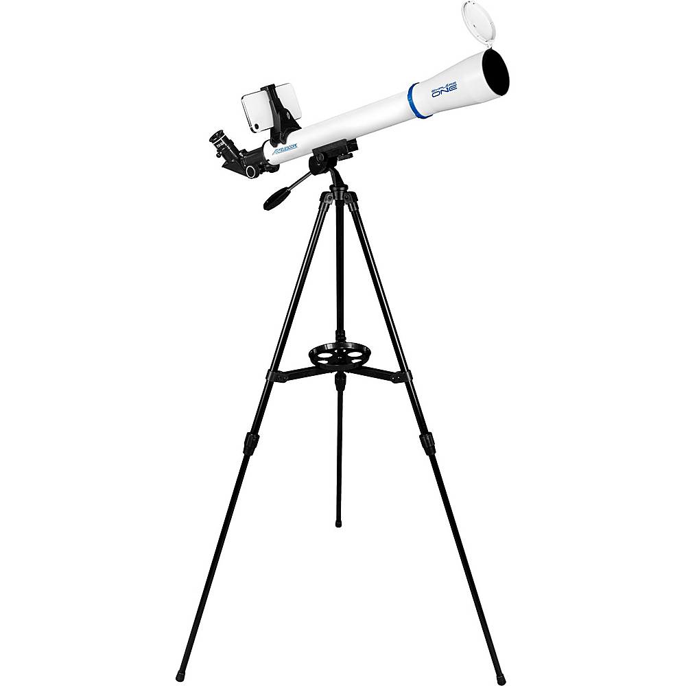 Angle View: Explore One - 50mm Refractor Telescope with Panhandle Mount and Astronomy App - White