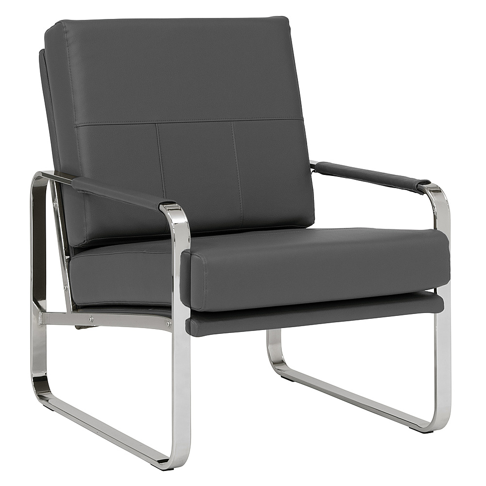 Angle View: Flash Furniture - Fusion Series Contemporary LeatherSoft Side Reception Chair with Chrome Legs - Brown