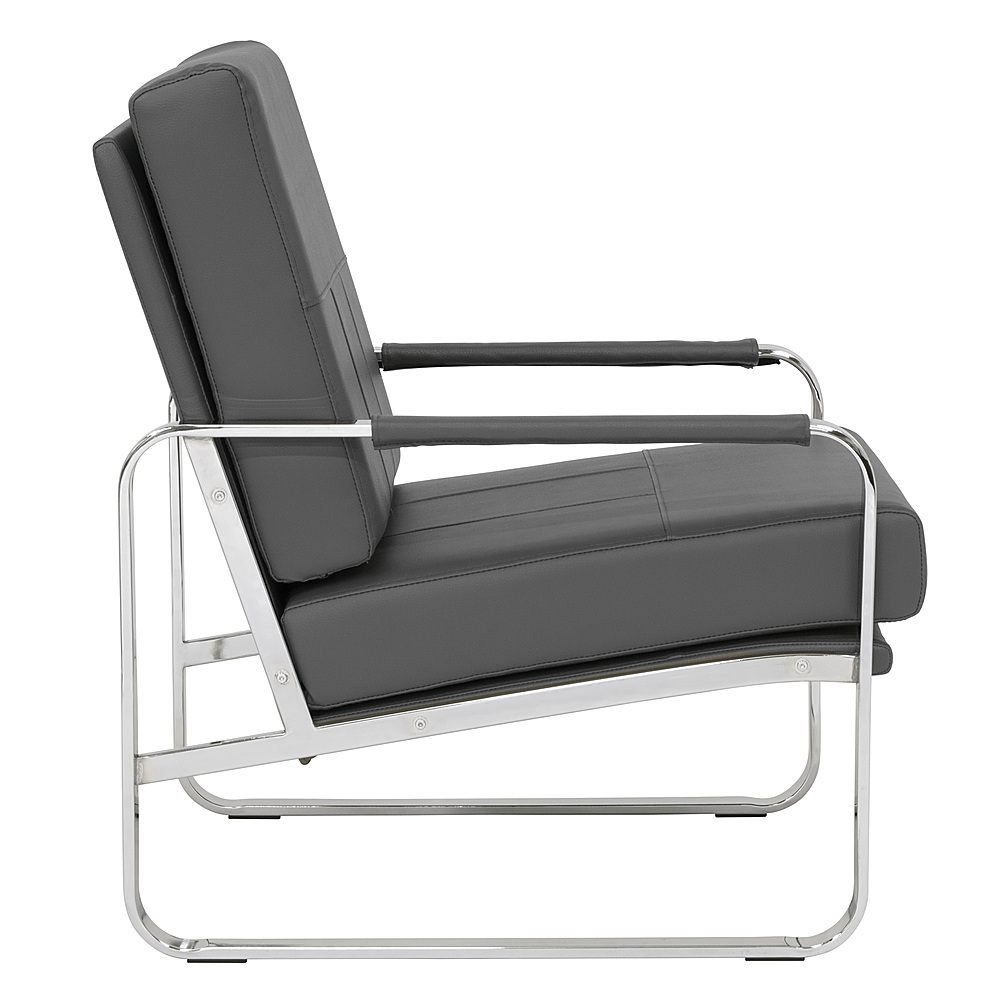 Left View: Flash Furniture - Fusion Series Contemporary LeatherSoft Side Reception Chair with Chrome Legs - Brown