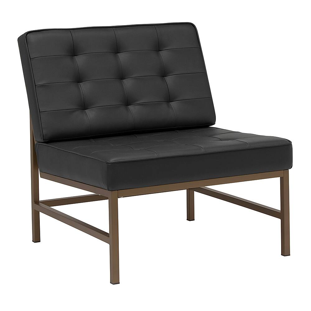 Angle View: Studio Designs - Ashlar Modern Metal Frame and Blended Leather Accent Chair - Black