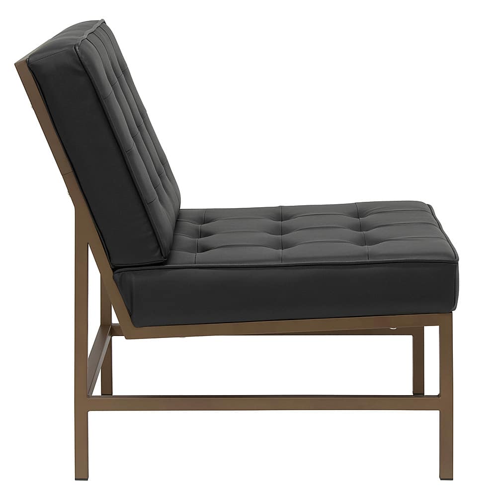 Left View: Studio Designs - Ashlar Modern Metal Frame and Blended Leather Accent Chair - Black