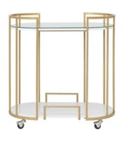 Studio Designs - Pavillion Oval 2-Tier Metal and Glass Bar Cart - Gold - Front_Zoom