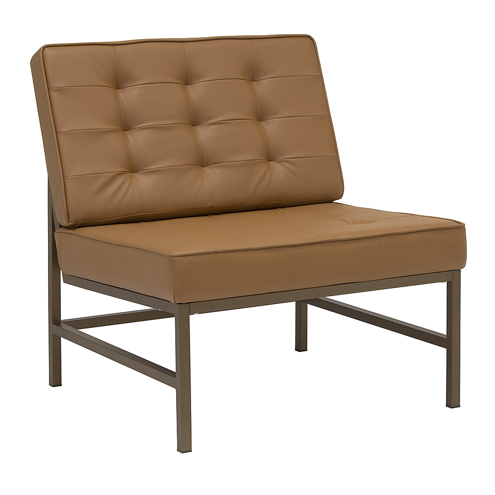 Angle View: Studio Designs - Ashlar Modern Metal Frame and Blended Leather Accent Chair - Caramel