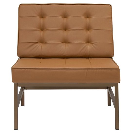 Front Zoom. Studio Designs - Ashlar Modern Metal Frame and Blended Leather Accent Chair - Caramel.