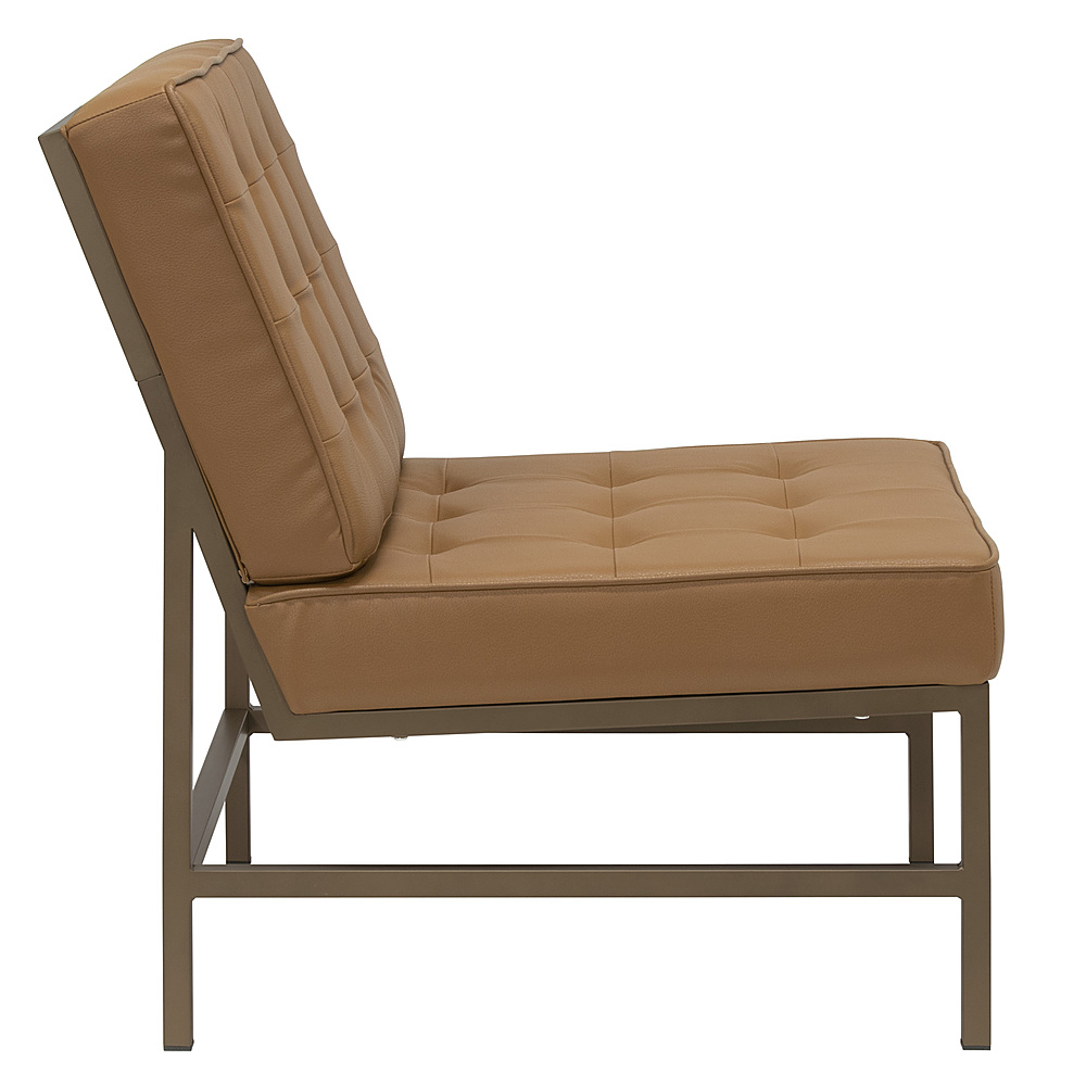 Left View: Studio Designs - Ashlar Modern Metal Frame and Blended Leather Accent Chair - Caramel