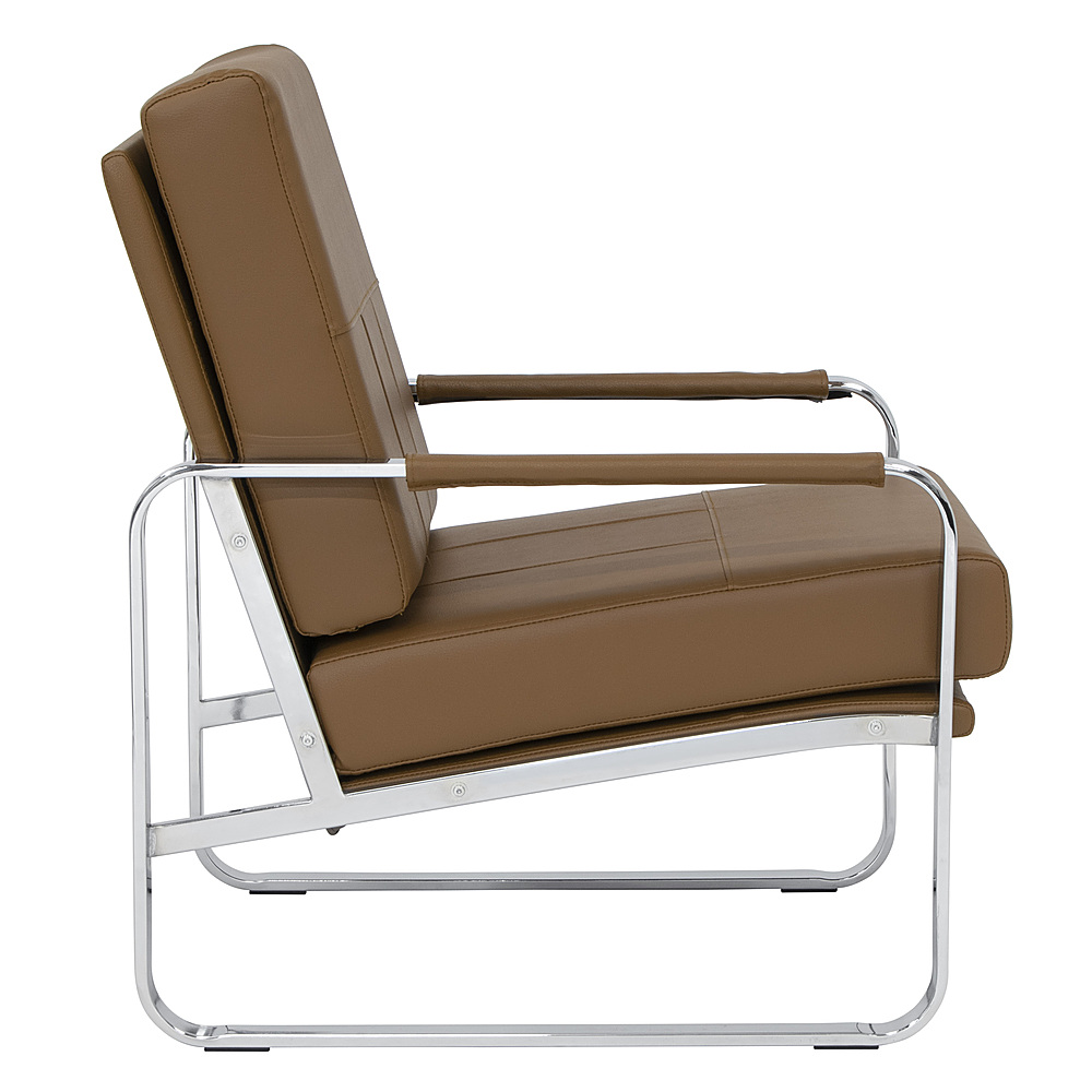 Left View: Flash Furniture - Egg Series Side Reception Chair with Bowed Seat - White LeatherSoft
