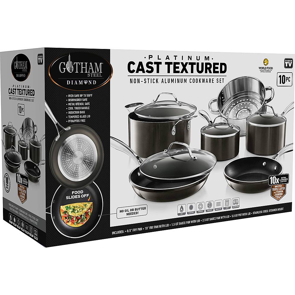 Gotham Steel Pewter Cast Textured 10 Nonstick Fry Pan with Stay