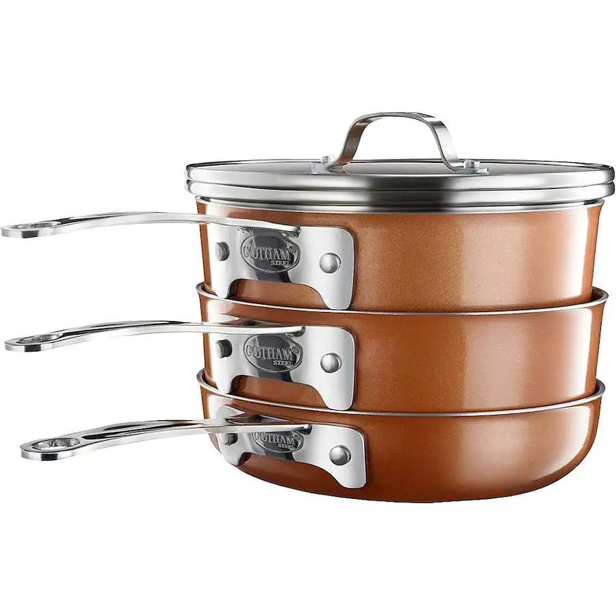 Stack Master Cookware Gotham Steel Stackmaster 8 Piece Cookware Set Brown 2867 - Best Buy