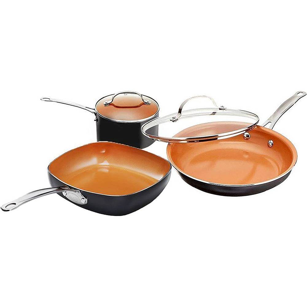 Angle View: Gotham Steel - 5-Piece Cookware Set - Copper
