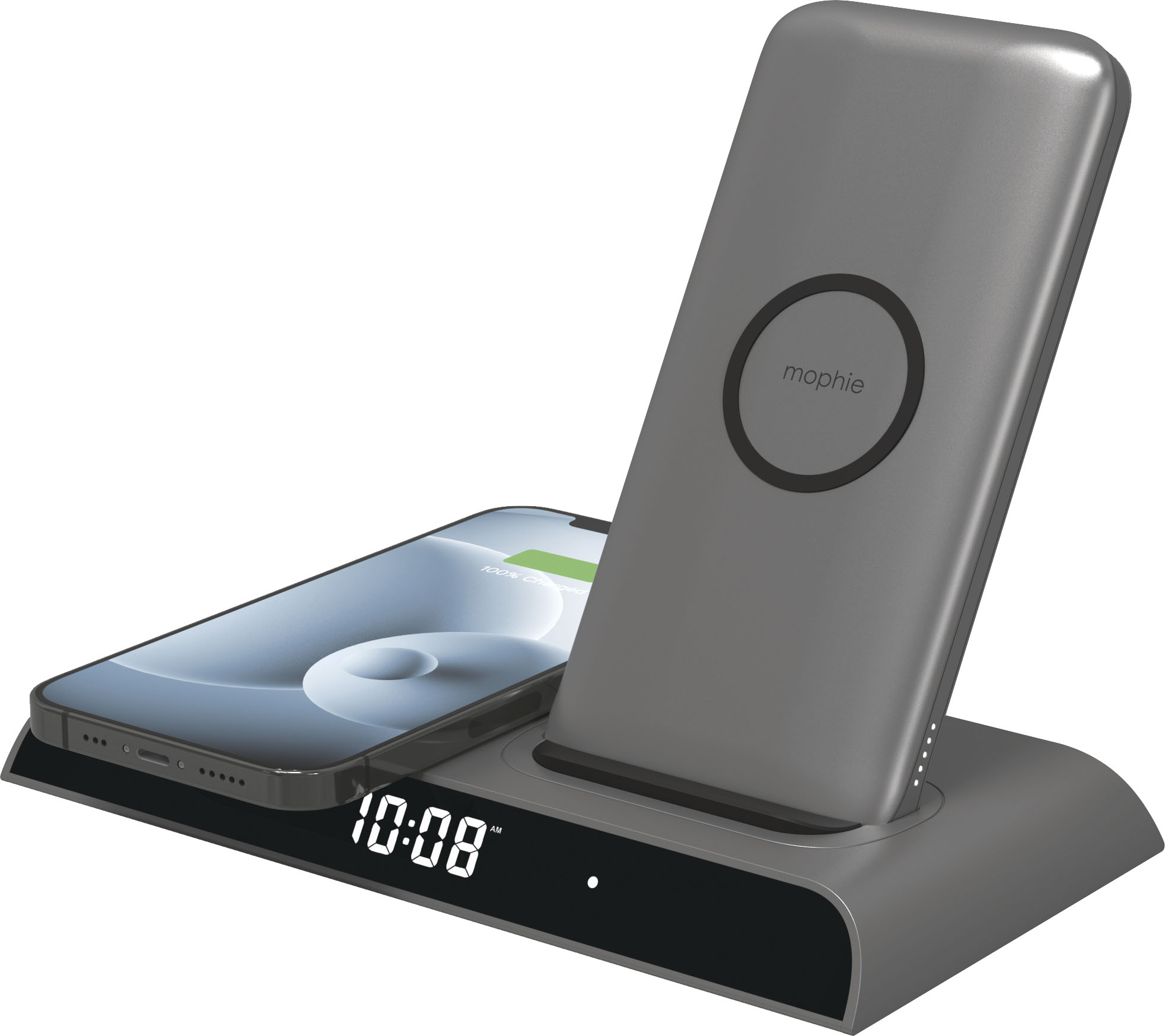 mophie - Powerstation 10W Wireless Charging Dock with Removable Power Bank for Qi-enabled Devices - Charcoal