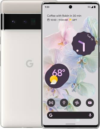 Front. Google - Geek Squad Certified Refurbished Pixel 6 Pro 128GB (Unlocked) - Cloudy White.